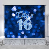 Aperturee - Aperturee Gradient Blue Bokeh Sweet 16 Custom Birthday Backdrop